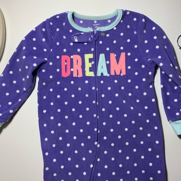 Carter's Other - Carter’s Purple Polka Dot Fleece Footed PJ’s 4T